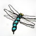Dragonfly suncatcher teal green stained glass hanging window art