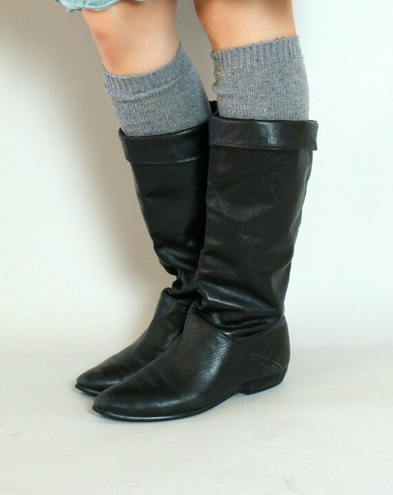 flat slouch leather boots