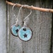 Shining Star Earrings for Starseeds - Robins Egg circular ceramic beads sepia - Sterling Silver Fancy Ear Wires, Star Born Jewelry Boho Zen