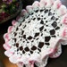 Fluted Crochet Doily in Pink and White - Vintage Hand Crocheted 7895