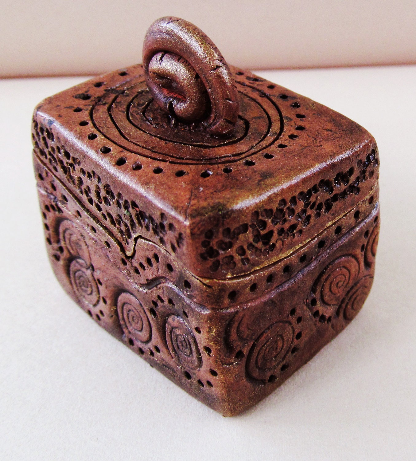 Miniature Carved Clay Box