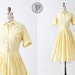 1950s dress medium / 50s dress yellow pleated : Ramona