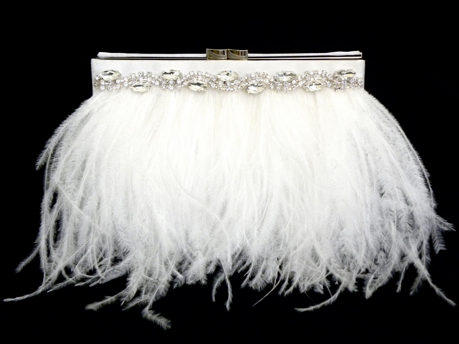 white satin bridal clutch