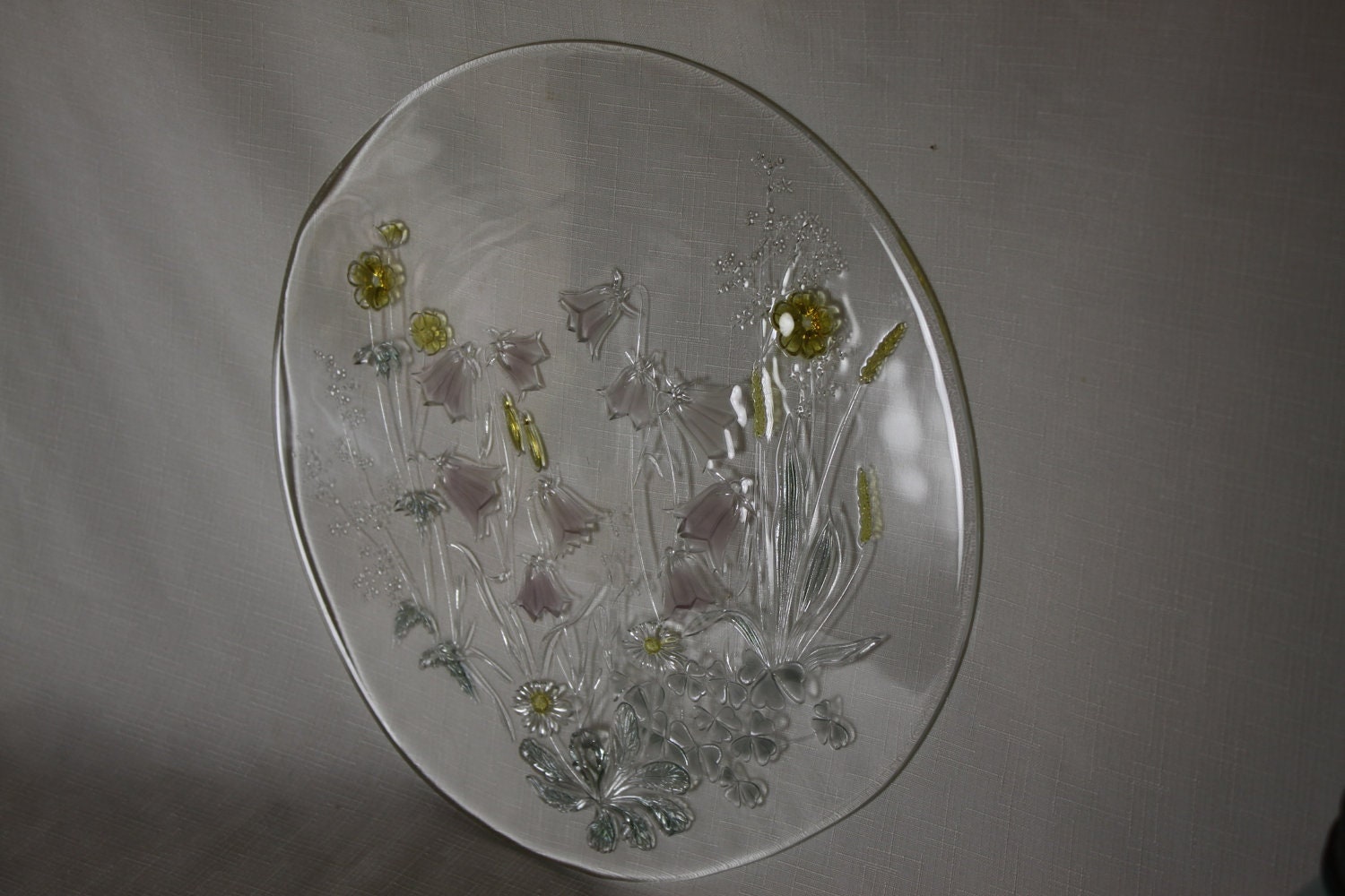Large Vintage Crystal Round Platter Clear with by theartlyons