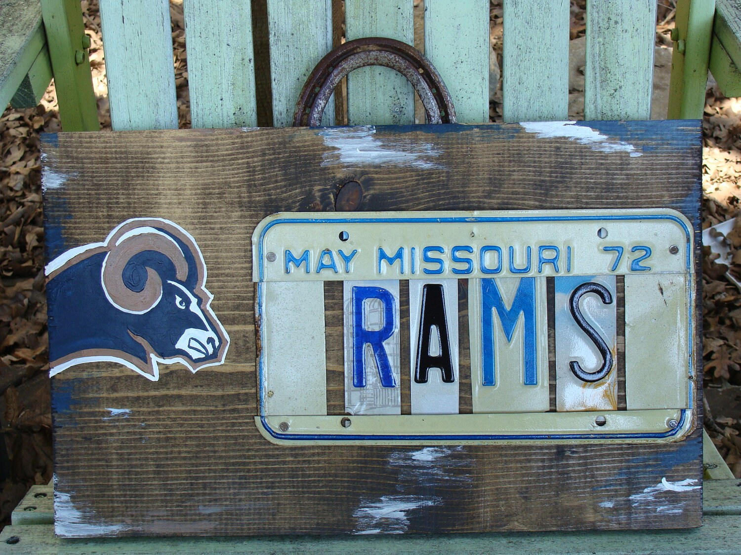 Items similar to St Louis Rams License Plate Hand Painted Pine Wood ...