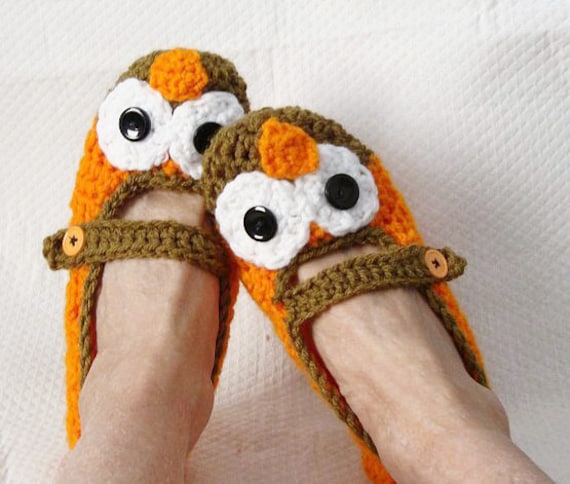 Crochet Owl Slippers