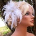Wedding White Bridal Hair Fascinator, Bandeau French Net Bridal Veil, Feather Fascinator Wedding Hair Clip, Bridal Veil, Wedding Veil