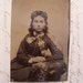tintype photo - young WOMAN striped scarf - ferrotype, late 1800s - TT147