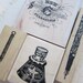 3 rubber stamps - antique PENS and INKWELL - used