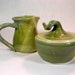 Creamer and sugar bowl pitcher set light green glaze