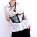 Leather Underbust Corset Belt - Black and Iridescent Crocodile Reptile Embossed - Adjustable