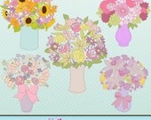 Mothers Day Bouquets, Flower Arrangement Cute Digital Clipart for Card Design, Scrapbooking, and Web Design Il_170x135