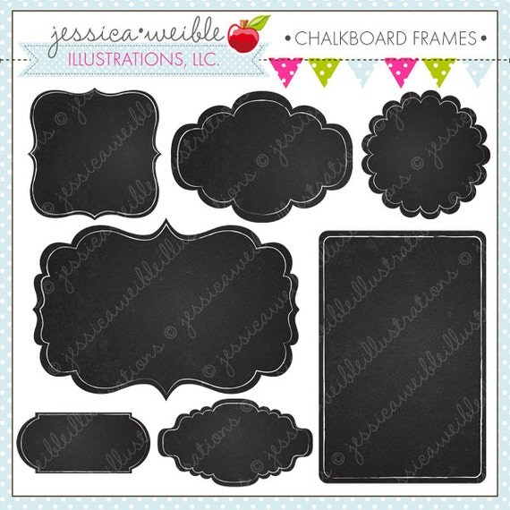 Chalkboard Frames - Cute Digital Clipart for Commercial and Personal Use, Frames Clipart, Chalkboard Il_570xn