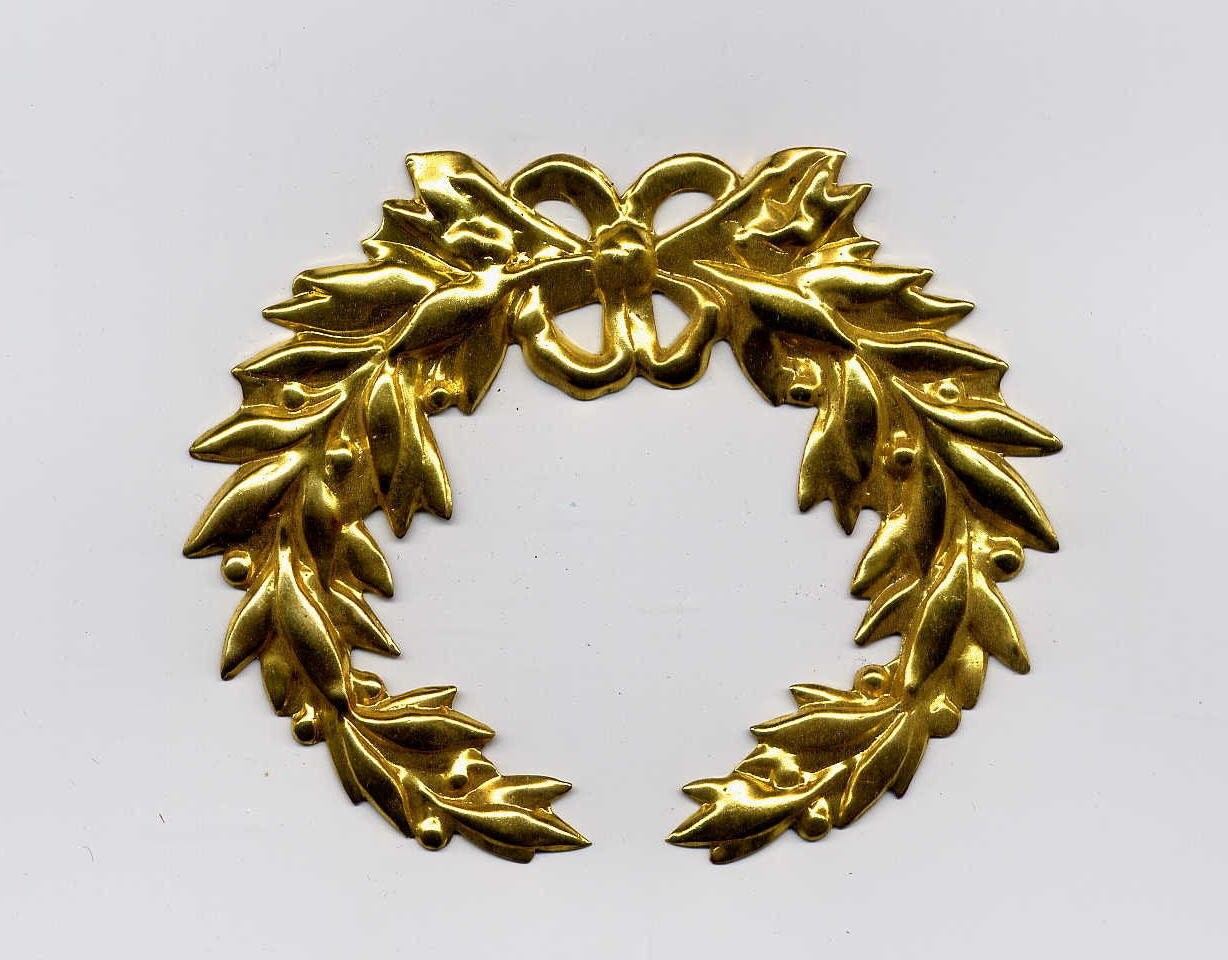 4 Laurel Wreath Brass Metal Stampings By Victorianasedona On Etsy