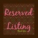 Reserved Listing for Krista Simpson