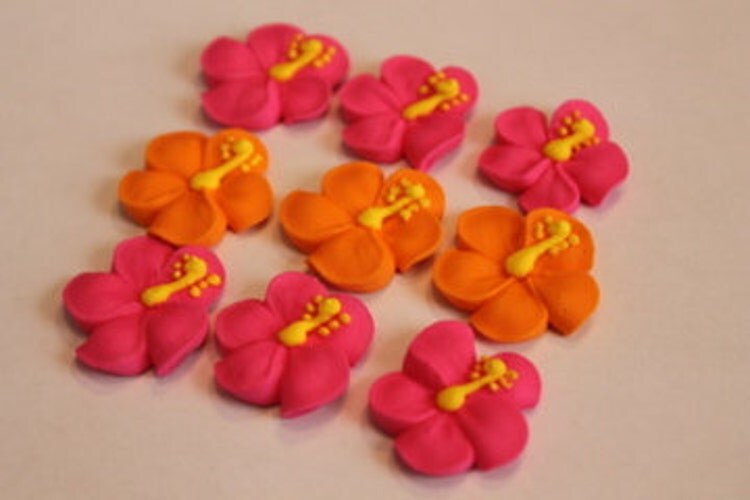 Hibiscus royal icing sugar flowers LOT of 100 by mochasof on Etsy