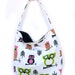 Owl Shoulder Slouch Bag - Medium Sized with Bright Hot Pink Green and Black Owls