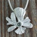 eco friendly artisan jewelry, unusual ginkgo leaf necklace fall wedding sapphire necklace, silver flower, september birthday