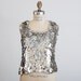 Vintage MOD 60s Silver & Gray Knit Sequin Blouse