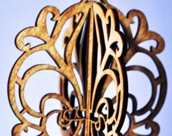 3-D Fleur-de-Lis Wood Ornament