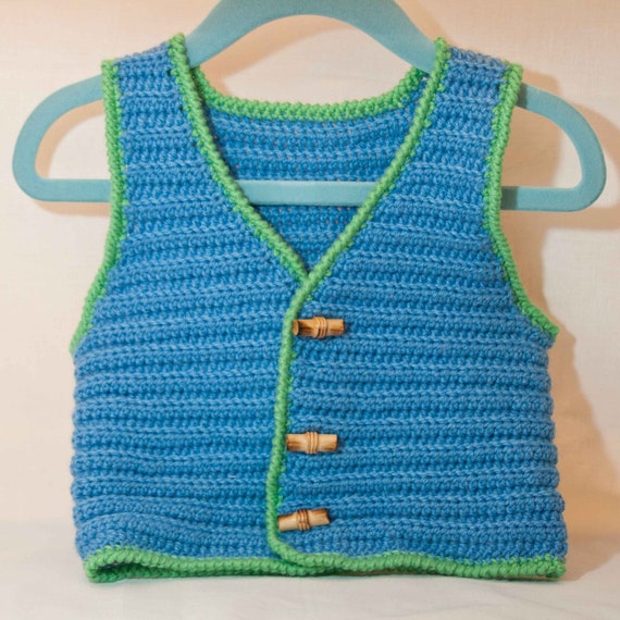 ADORABLE Handmade Crochet Baby Boy Sweater Vest 18 to by 2amandas