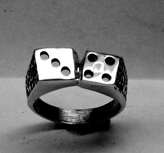 Dice Ring Lucky 7 Solid Sterling Silver Free Domestic Shipping