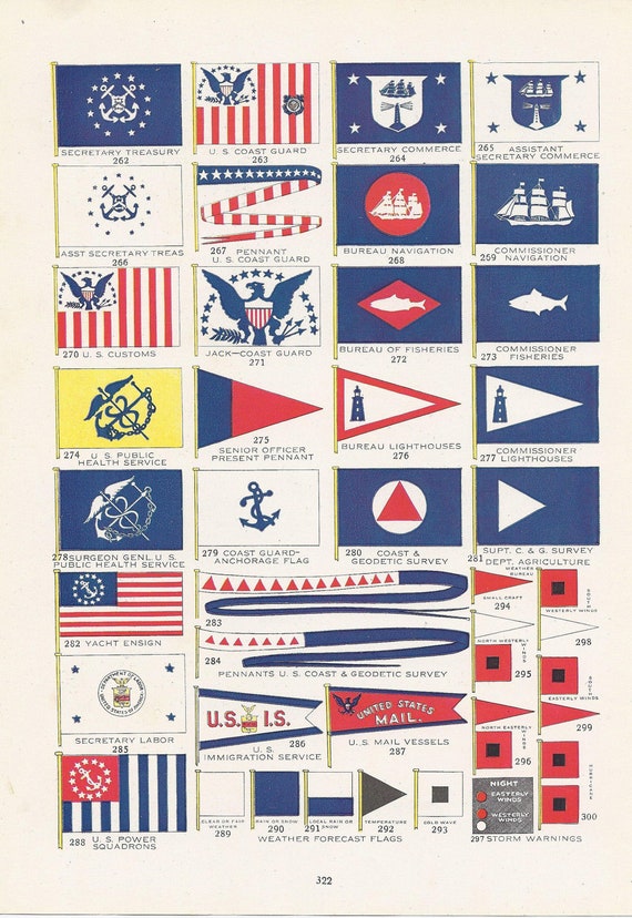 Flags, United States Government, Vintage Illustration, World War I Era ...