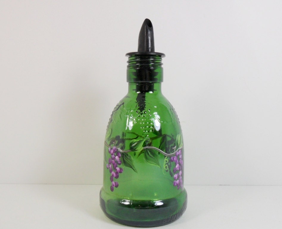 Vintage Wine Bottle Soap Dispenser Hand Painted Grapes