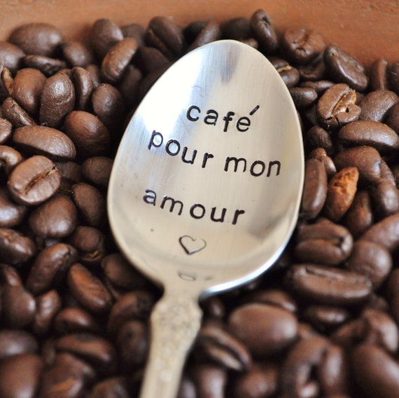 Cafe Pour Mon Amour TM French Hand Stamped Vintage Coffee