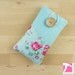 Padded iPhone 4 sleeve / iPod case / cell phone protector / pink roses pattern over light blue