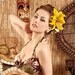 Pin up hair double lily flower in bright yellow rockabilly wedding vintage style real touch