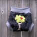 Upcycled Wool Soaker Cover Diaper Cover With Added Doubler Black/Gray With "I Love Tree" Applique MEDIUM 6-12M Kidsgogreen