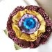 Colorful Fabric Flower Pin, Textile Brooch, Corsage Pin, Blue, Yellow, Pink