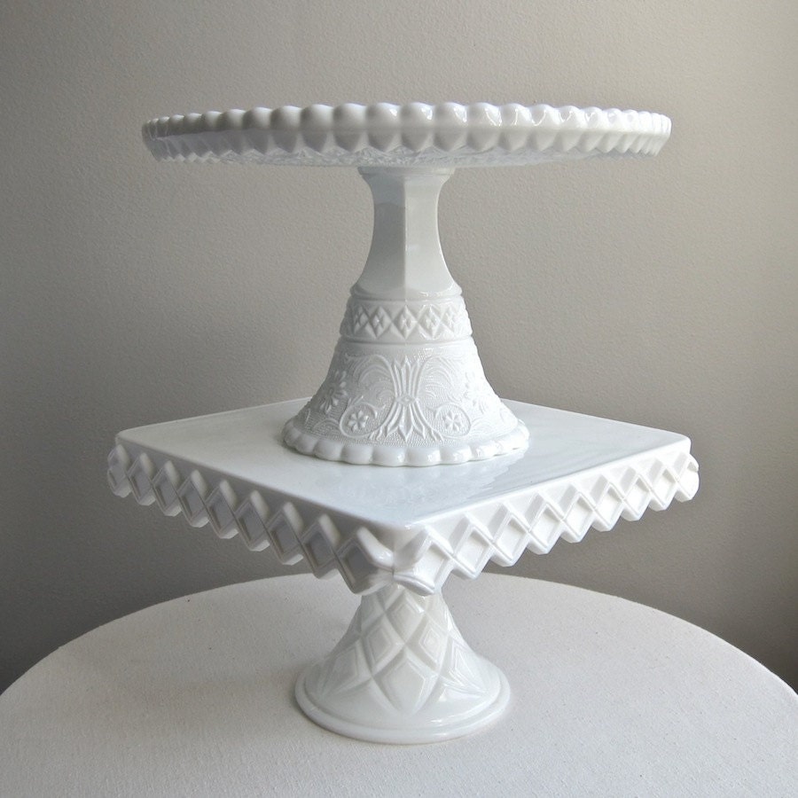 Milk Glass Wedding Cake Stand by Duncan Miller Sandwich