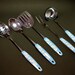 Vintage Daisy Turquoise Handled Kitchen Utensils - Circa 1960s