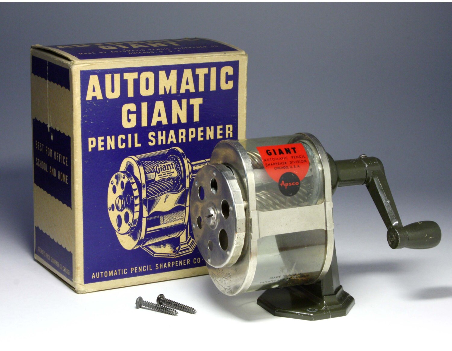 Vintage Giant Pencil Sharpener with Original Box Rare