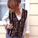 Vintage VEST, clothing ,lightweight, swag, boho, folk abstract, eclectic,funky,black, size L by Zasra