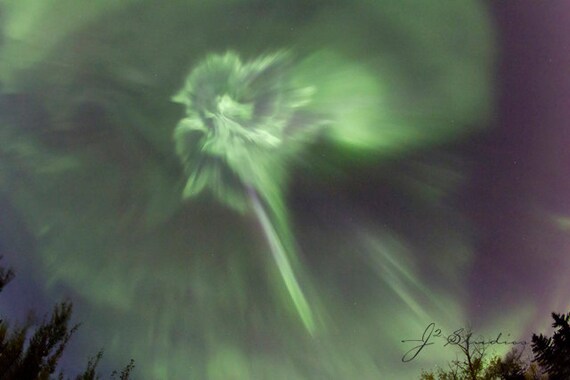 Northern Lights Photo, Aurora Borealis Photography, Fine Art Print, Apex Mouth Green Shower Purple Dancing Lights