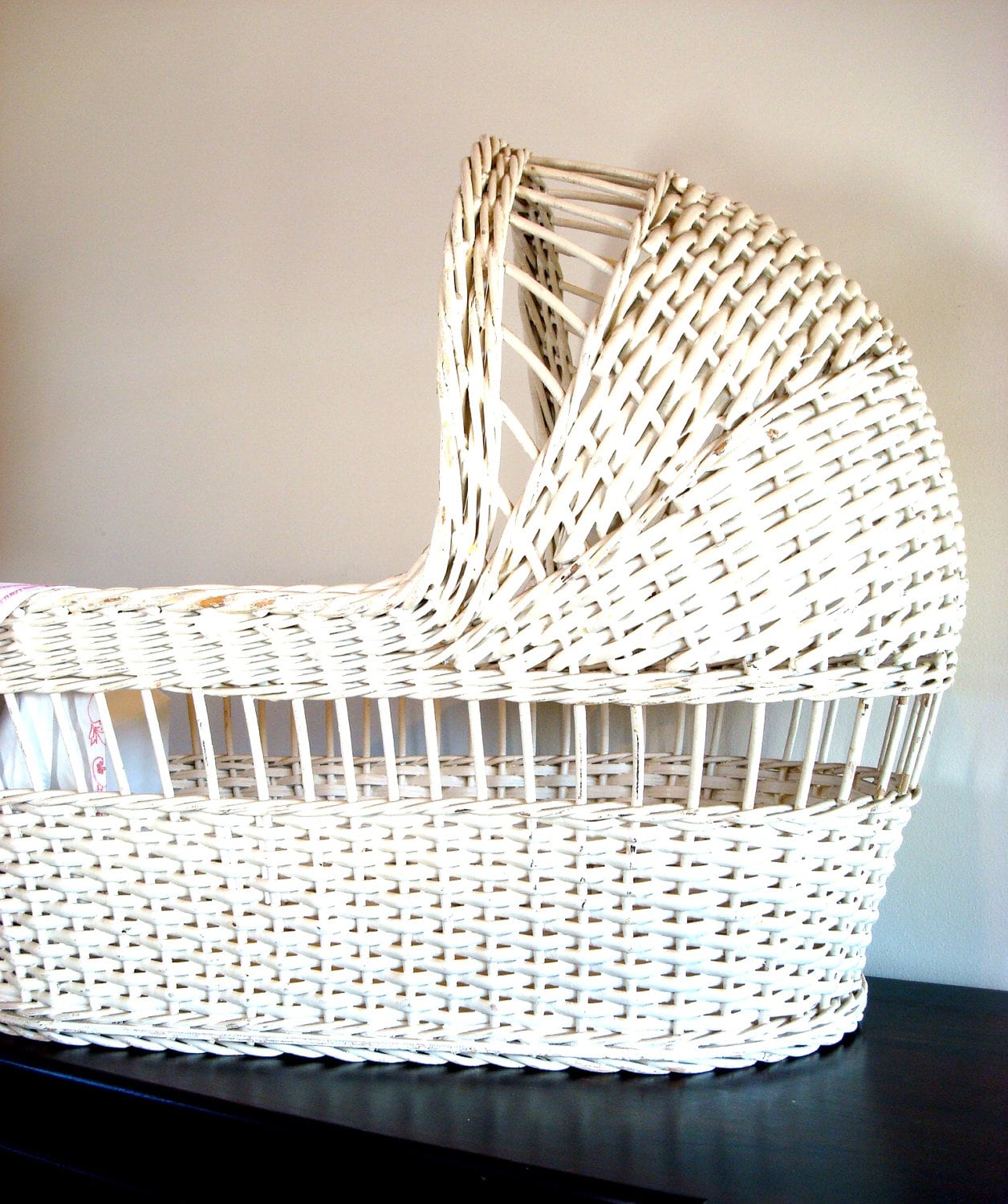 antique wicker doll bassinet