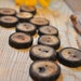 wood button - set of 12 OAK wooden buttons handcrafted and handmade from a tree branch wood... 2 holes... 1 1/8 inches