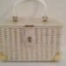 White rattan and lucite box purse