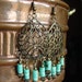 Southwestern Style // Turquoise Magnesite Stone / Antique Brass Finish Chandelier Earrings