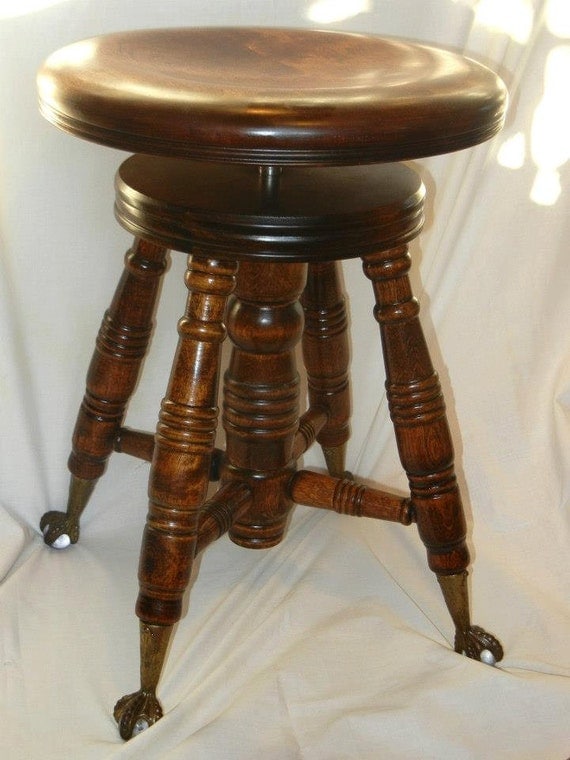 Antique Piano Stool Eagle Claw Glass Feet by TheFridayBarn on Etsy