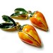 Vintage SANDOR signed Flower Bud with Leaves Clip Earrings