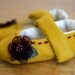Baby Girl Shoes - Yellow Wool and Purple Flowers
