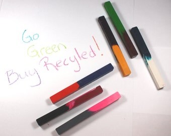Back to School, School Supplies, Recycled Two-Color Crayons - Set of 6, 12 colors - square crayons, reuse, repurpose, upcycle, party favor