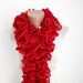 Red Knit Scarf Fall Fashion Frilly scarf Ruffled Scarf Holiday Accessories Spring Celebrations