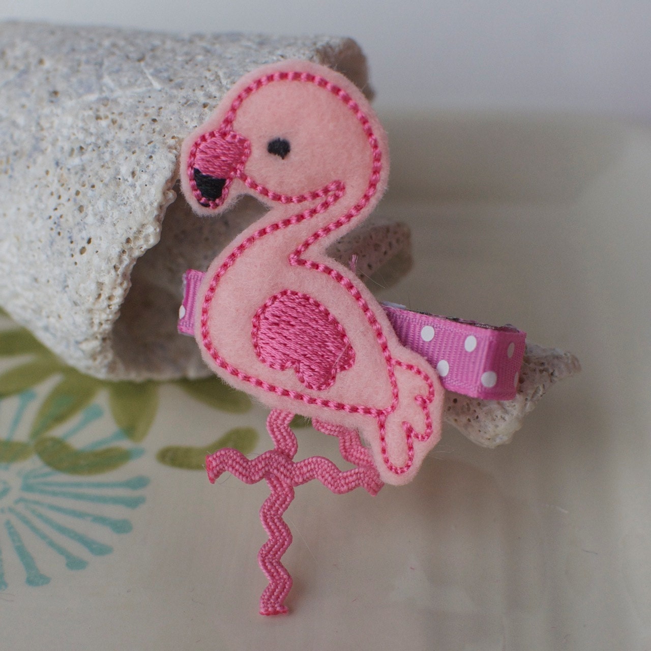 Pink Flamingo Felt Hair Clip