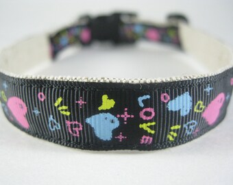 Hemp Dog Collar - All You Need Is Love - 3/4in