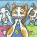 See No Evil Alley CATS Feline Speak No Evil Original Art ACEO Susan Brack Ebsq